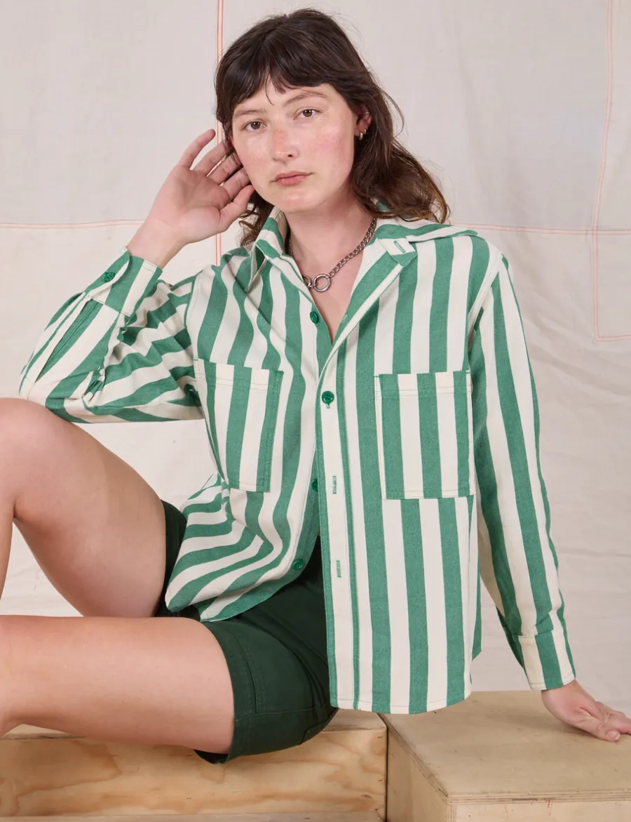 Clearance Cropped Overshirt - Summer Stripe - Cropped Overshirts