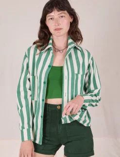 Clearance Cropped Overshirt - Summer Stripe - Cropped Overshirts