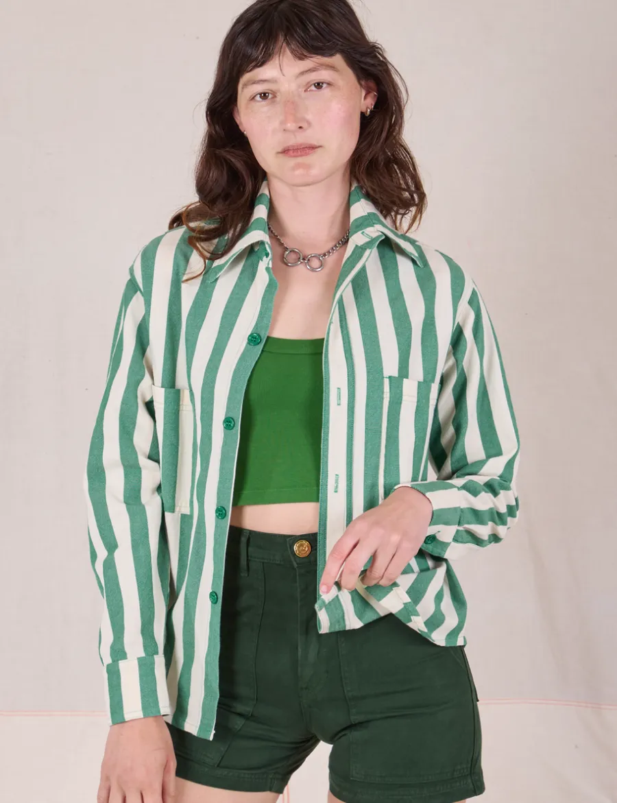 Clearance Cropped Overshirt - Summer Stripe - Cropped Overshirts