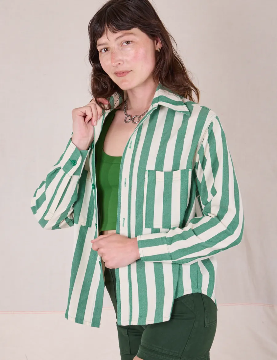 Clearance Cropped Overshirt - Summer Stripe - Cropped Overshirts