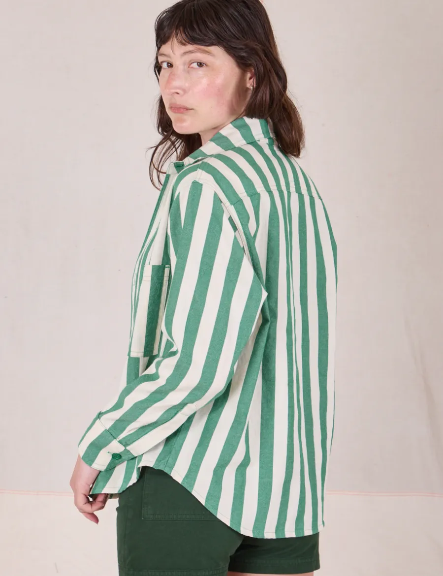 Clearance Cropped Overshirt - Summer Stripe - Cropped Overshirts