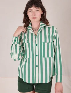 Clearance Cropped Overshirt - Summer Stripe - Cropped Overshirts