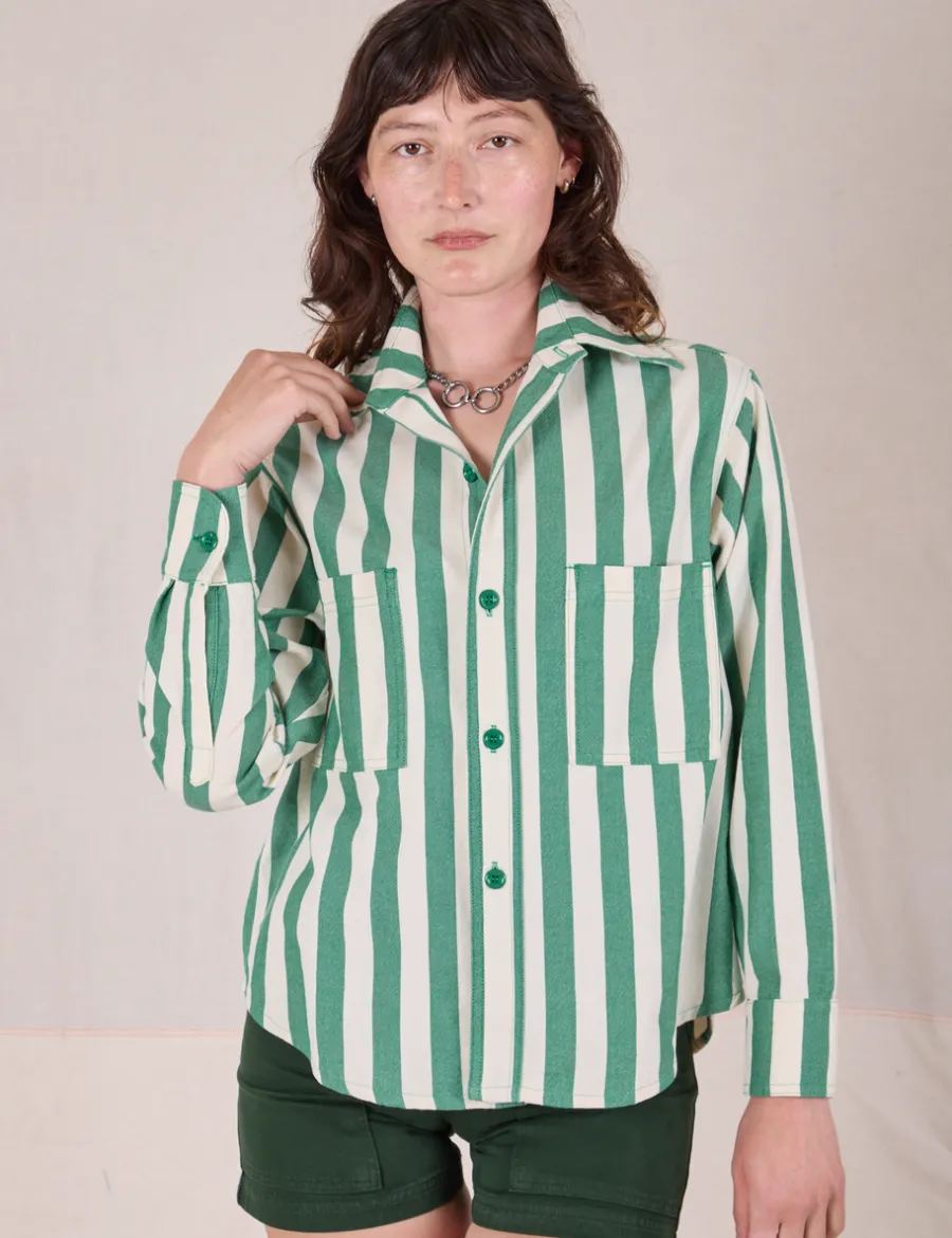 Clearance Cropped Overshirt - Summer Stripe - Cropped Overshirts