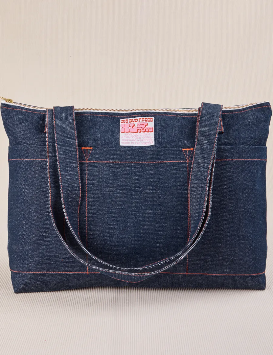 Hot Denim XL Zip Tote Big Totes|Denim