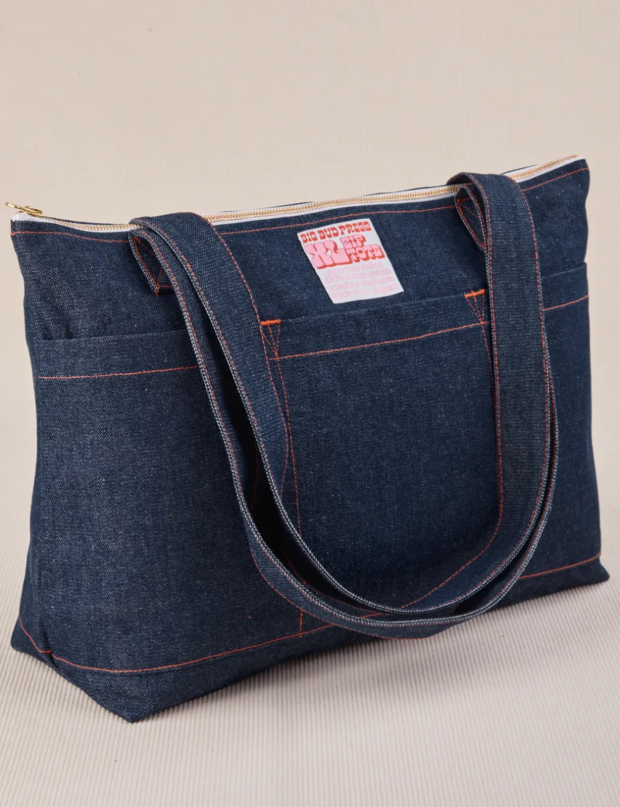 Hot Denim XL Zip Tote Big Totes|Denim