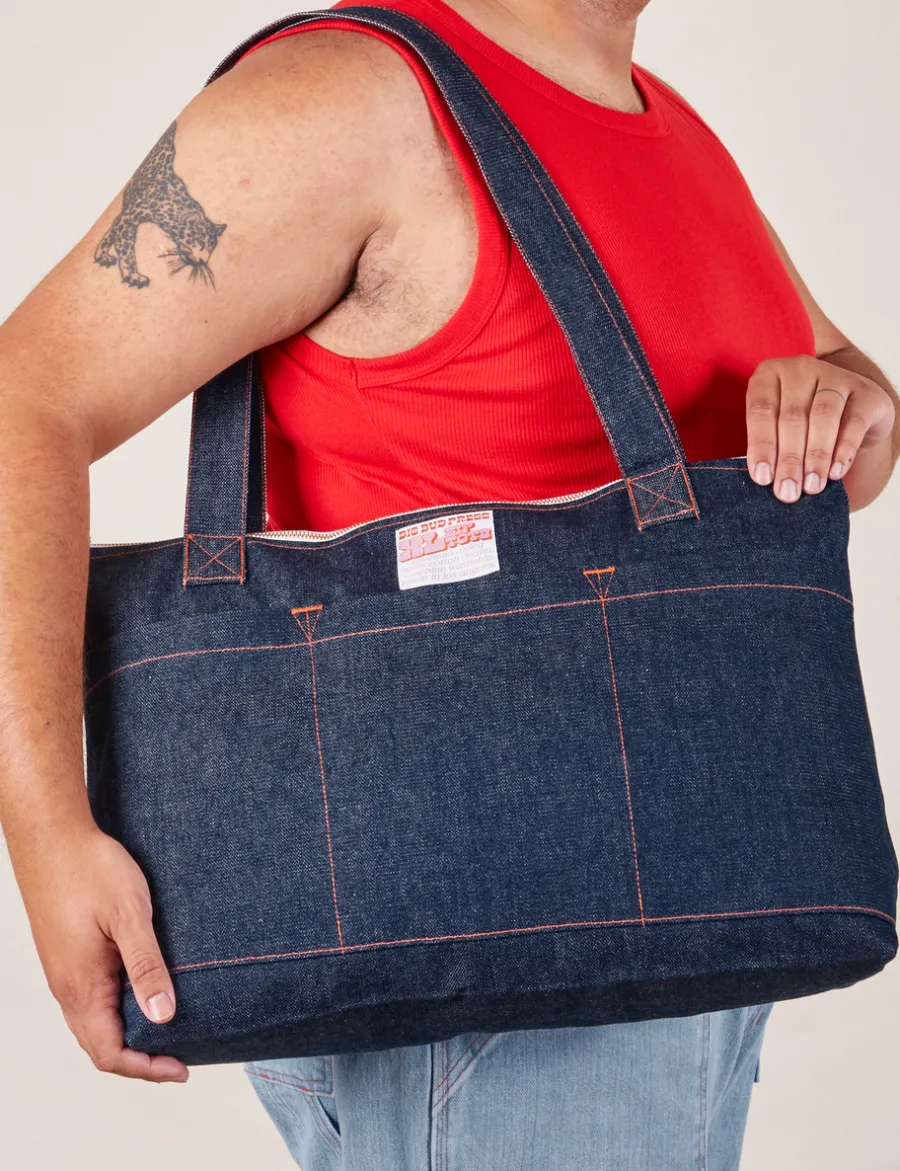 Hot Denim XL Zip Tote Big Totes|Denim