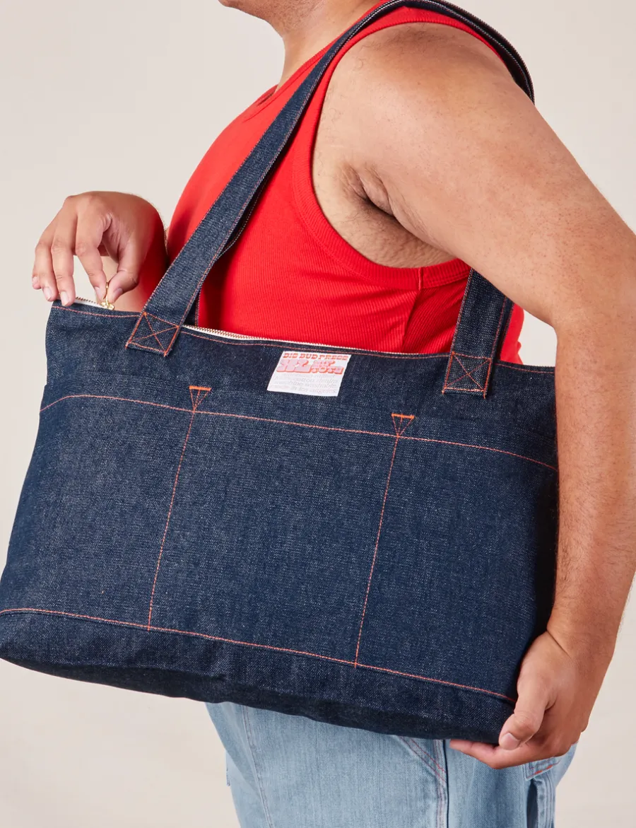 Hot Denim XL Zip Tote Big Totes|Denim
