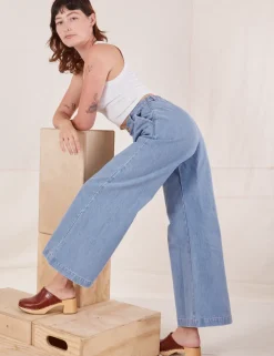 Online Indigo Wide Leg Trousers - Trousers|Denim