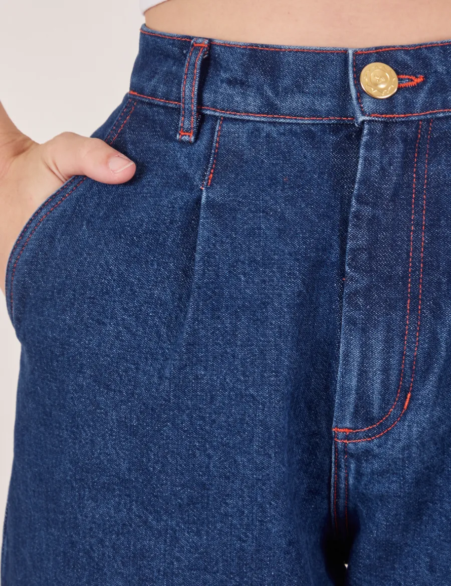Hot Indigo Wide Leg Trousers - Trousers|Denim