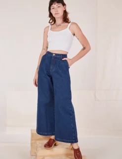 Hot Indigo Wide Leg Trousers - Trousers|Denim