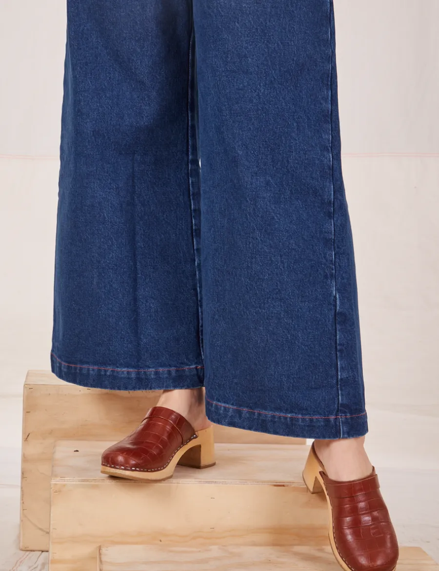 Hot Indigo Wide Leg Trousers - Trousers|Denim