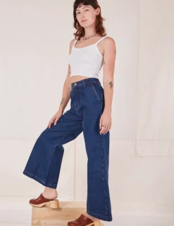 Hot Indigo Wide Leg Trousers - Trousers|Denim