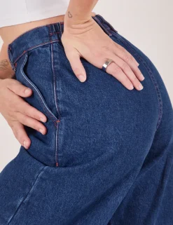 Hot Indigo Wide Leg Trousers - Trousers|Denim