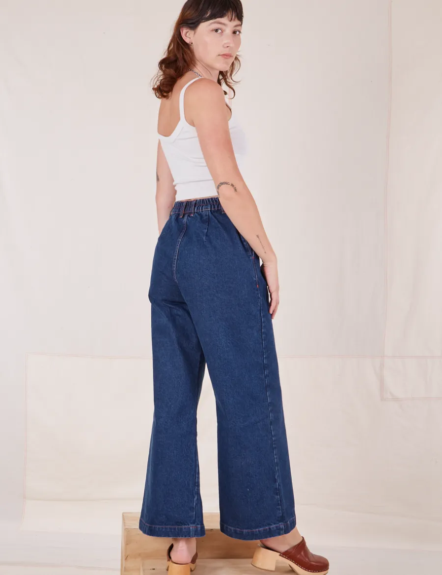 Hot Indigo Wide Leg Trousers - Trousers|Denim