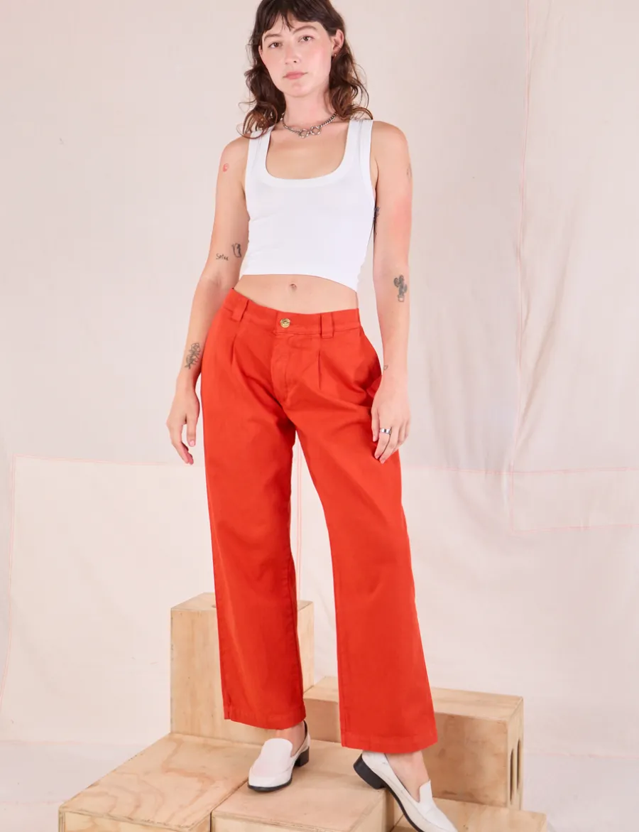Clearance Mid-Rise Pleated Trousers - Trousers