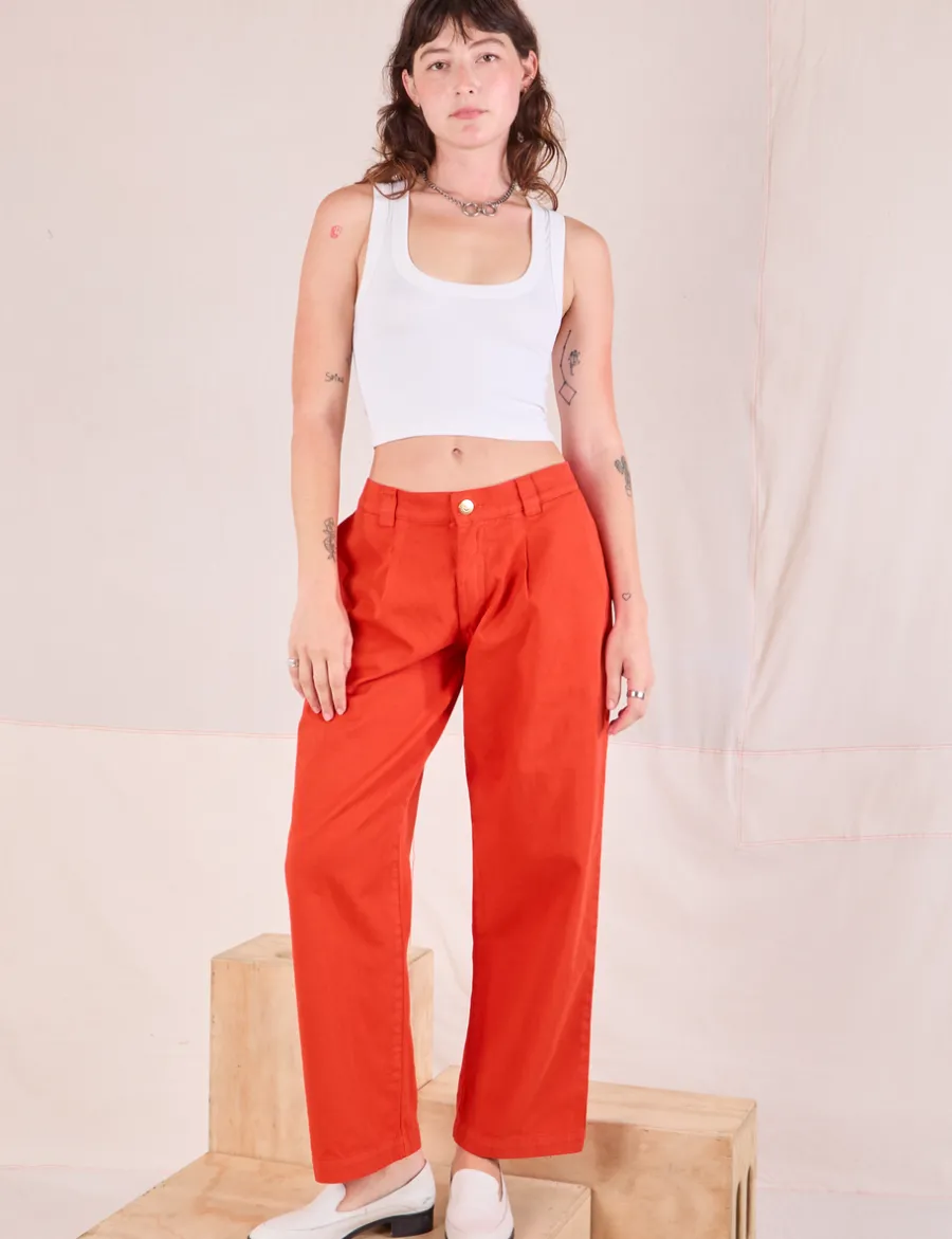 Clearance Mid-Rise Pleated Trousers - Trousers