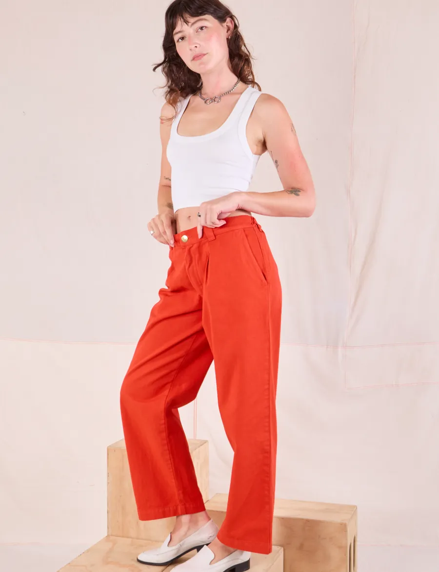 Clearance Mid-Rise Pleated Trousers - Trousers