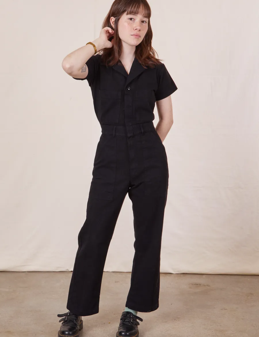 New Petite Short Sleeve Jumpsuit - Short Sleeve Jumpsuits