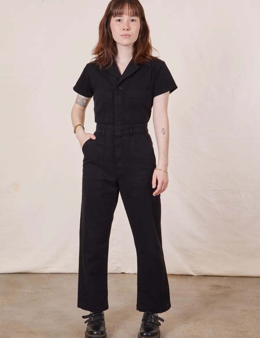New Petite Short Sleeve Jumpsuit - Short Sleeve Jumpsuits
