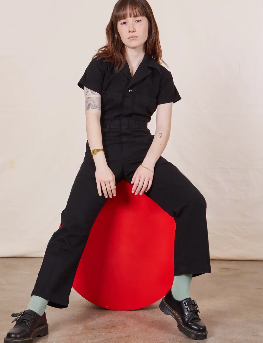 New Petite Short Sleeve Jumpsuit - Short Sleeve Jumpsuits