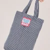Fashion Railroad Stripe Denim Mini Tote Mini Totes|Denim