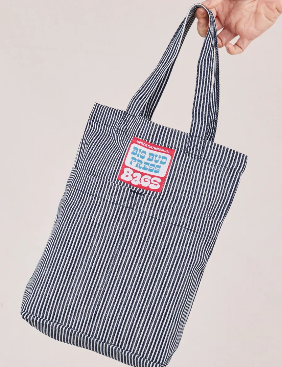 Fashion Railroad Stripe Denim Mini Tote Mini Totes|Denim