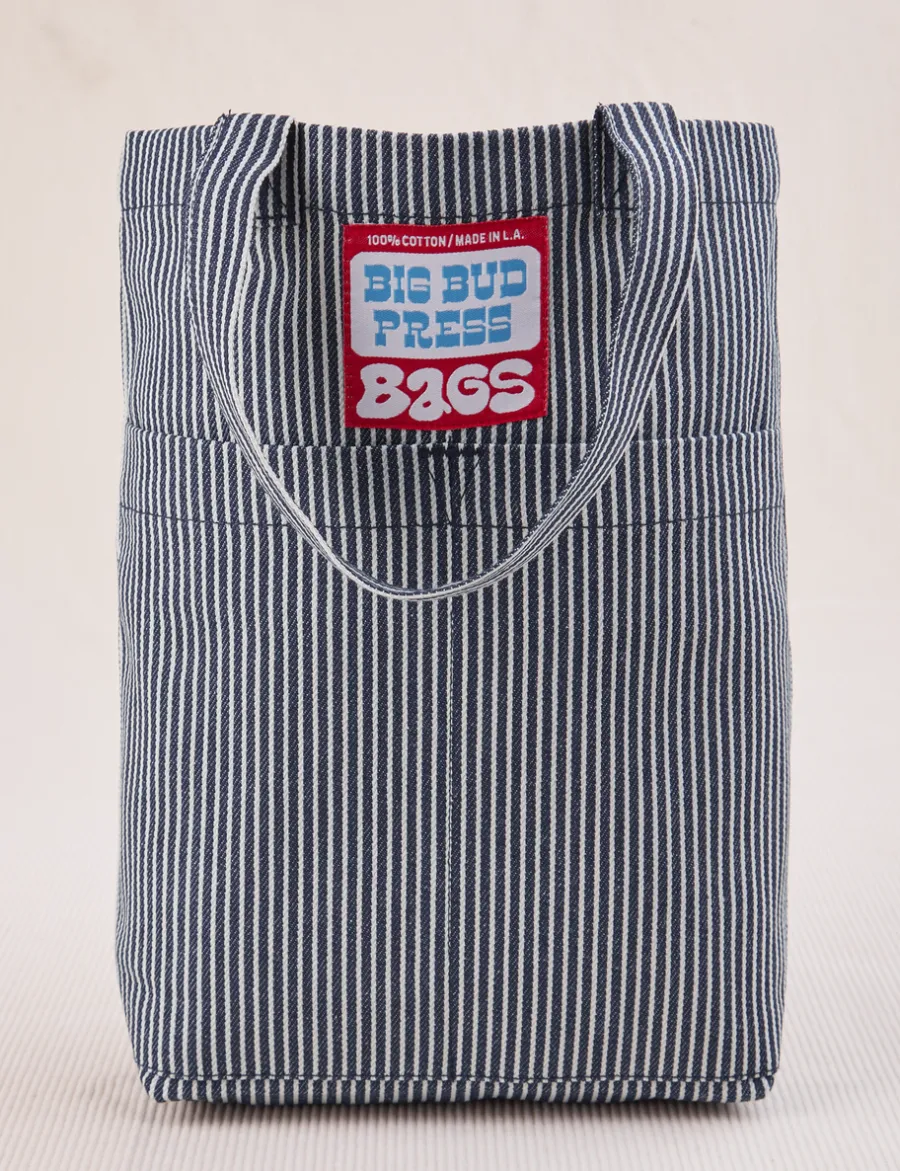 Fashion Railroad Stripe Denim Mini Tote Mini Totes|Denim