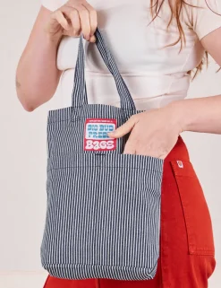 Fashion Railroad Stripe Denim Mini Tote Mini Totes|Denim