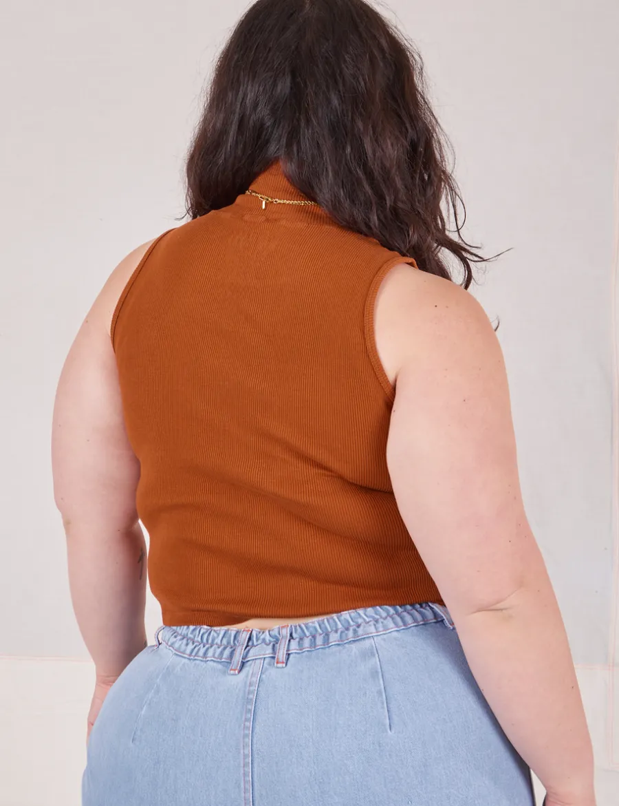 Sale Sleeveless Essential Turtleneck - Burnt Terracotta Turtlenecks|Turtlenecks