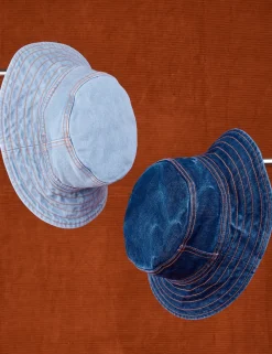 Fashion Wide Brim Bucket Hats - Indigo Denim Hats|Denim