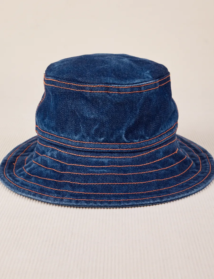 Fashion Wide Brim Bucket Hats - Indigo Denim Hats|Denim