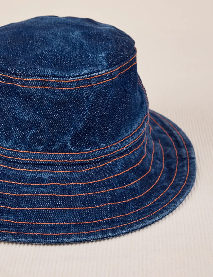 Fashion Wide Brim Bucket Hats - Indigo Denim Hats|Denim