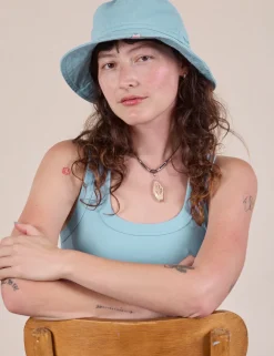 Outlet Wide Brim Denim Bucket Hats - Spring Colors Denim|Hats
